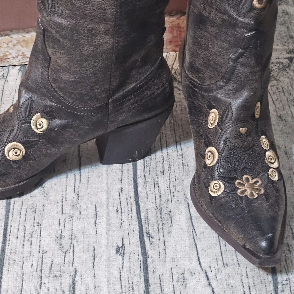 Roper‎ Rockstar 8 Ingrid Faux Leather Western Cowboy Boots Embroidered